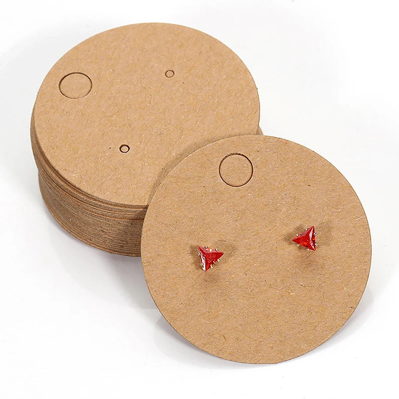50pcs Round Kraft Paper Earring Display Cards | Jewelry Hanging Tags