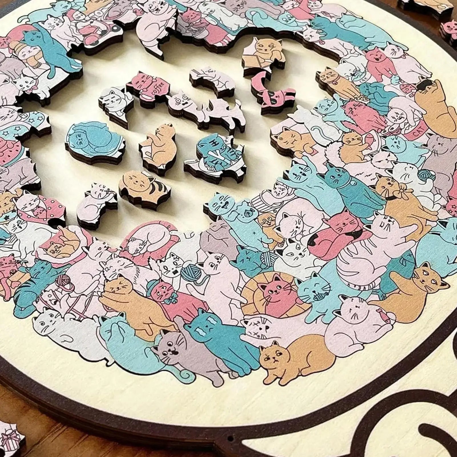 135pcs Wooden Cat Puzzle Animal Shape Wood Cut Puzzles Gifts For Cat Lovers Home Decoration Christmas New Year Gift for kids Peaceful Pleasures Health and Wellness