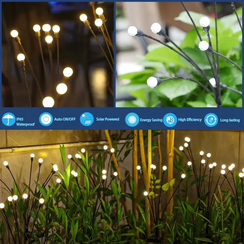 Solar Firefly Garden Lights 6/8/10 LED Swaying Outdoor Stakes