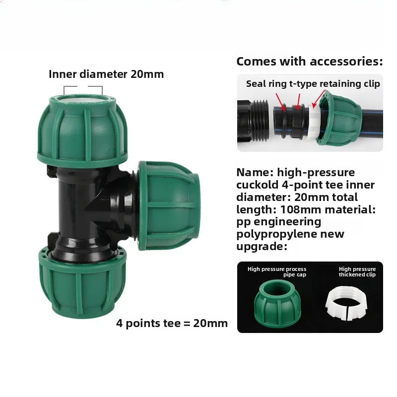 5-Pack PE Tube Quick Connector Water Splitter 20/25/32mm