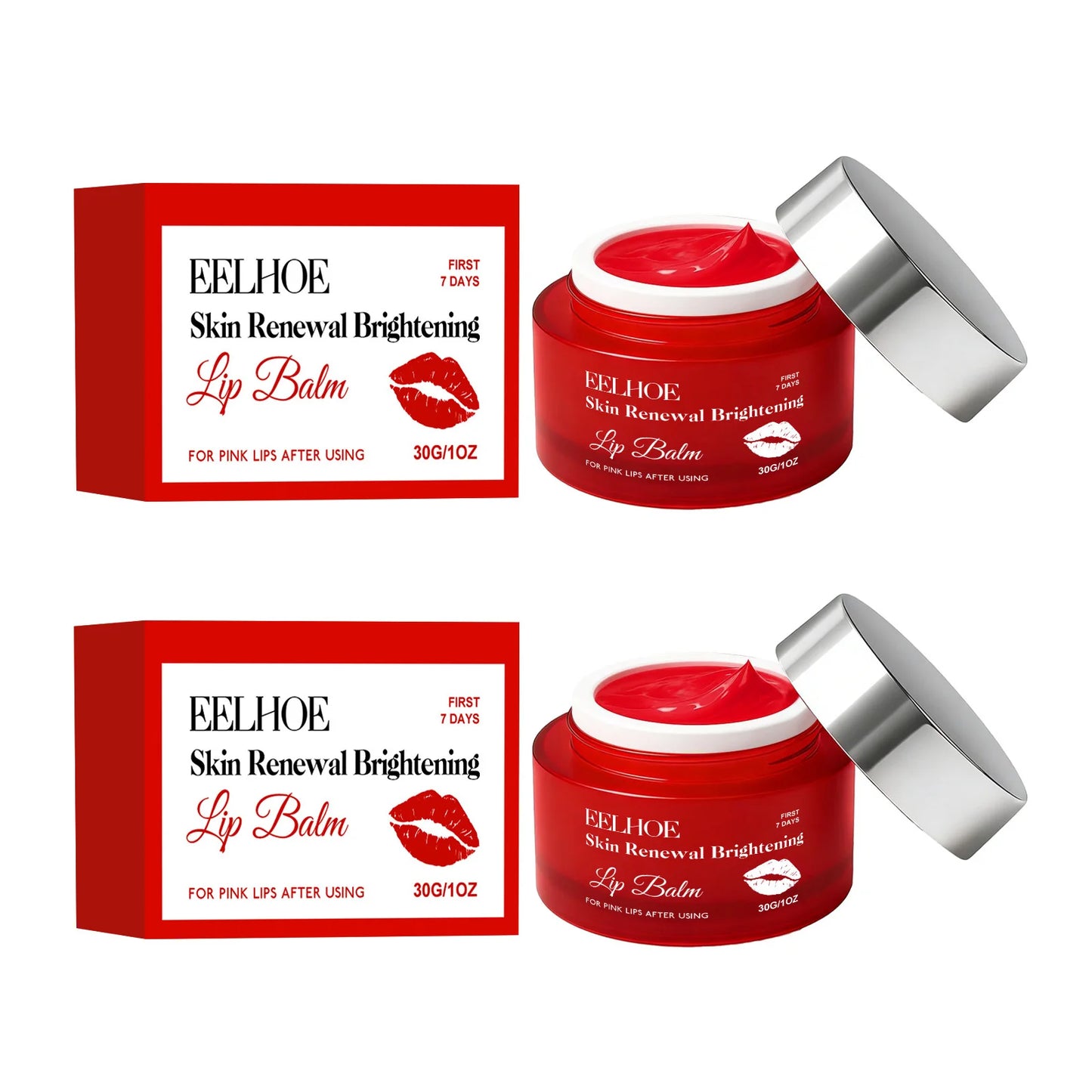 Hydrating Lip Balm Fading Lip Lines Reduce Dryness Lighten Pigmentation Brightening Moisturizing Soft Plump Pink Lips Care Cream Peaceful Pleasures Health and Wellness 2 x 30G Boxed