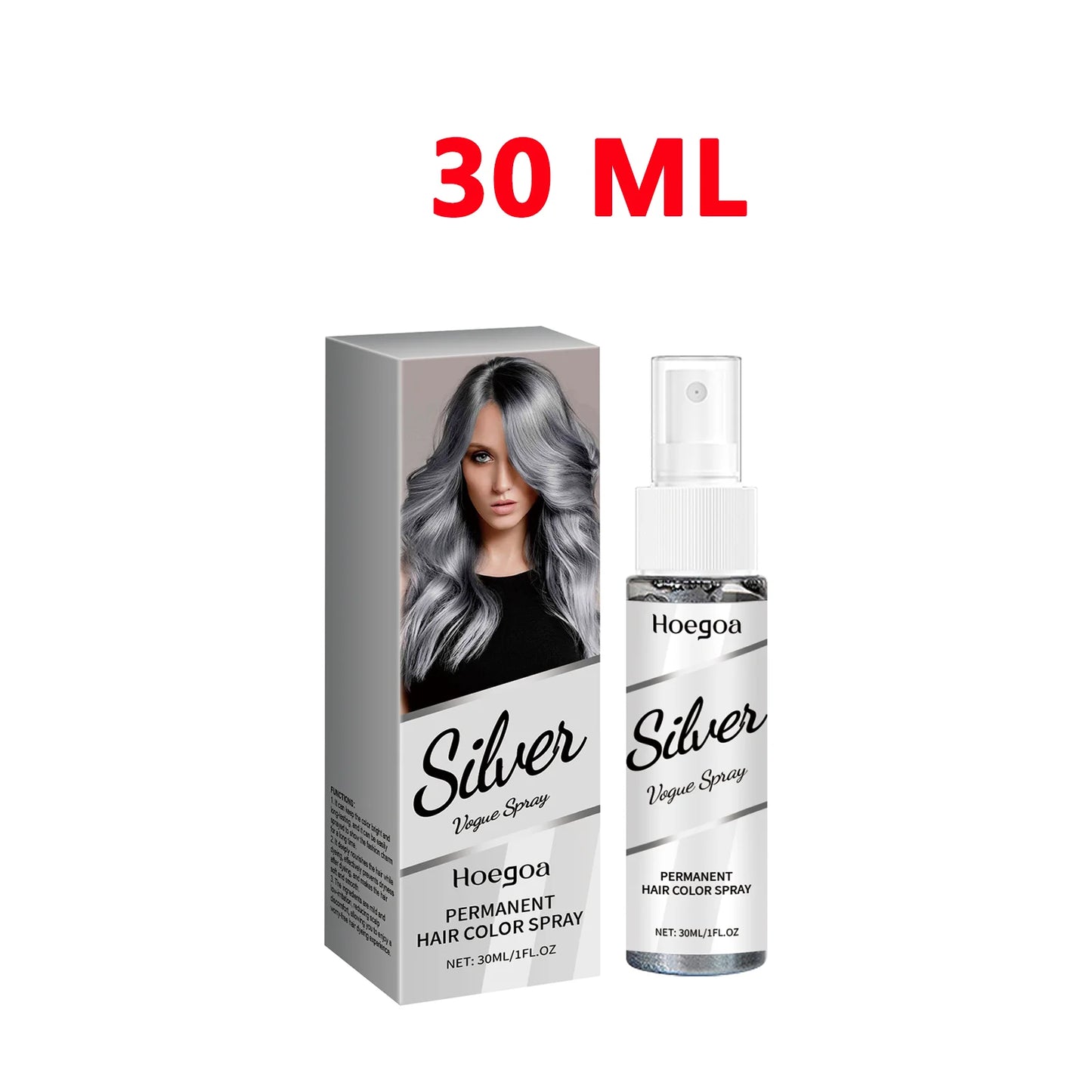 HOEGOA Silver Grey Temporary Hair Color Spray – 30ml Temporary Hair Color Peaceful Pleasures Health and Wellness 30ml