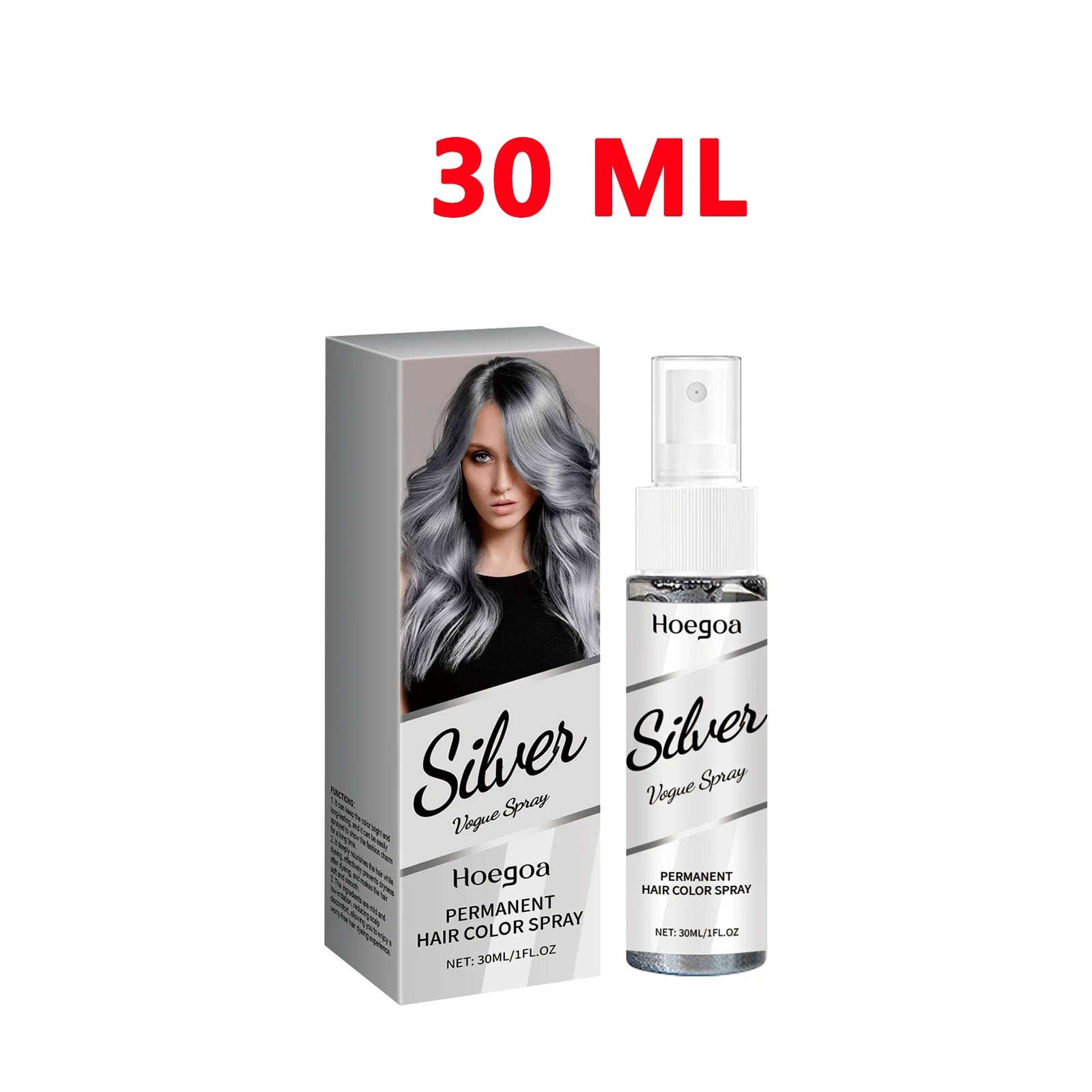 HOEGOA Silver Grey Temporary Hair Color Spray – 30ml Temporary Hair Color Peaceful Pleasures Health and Wellness 30ml