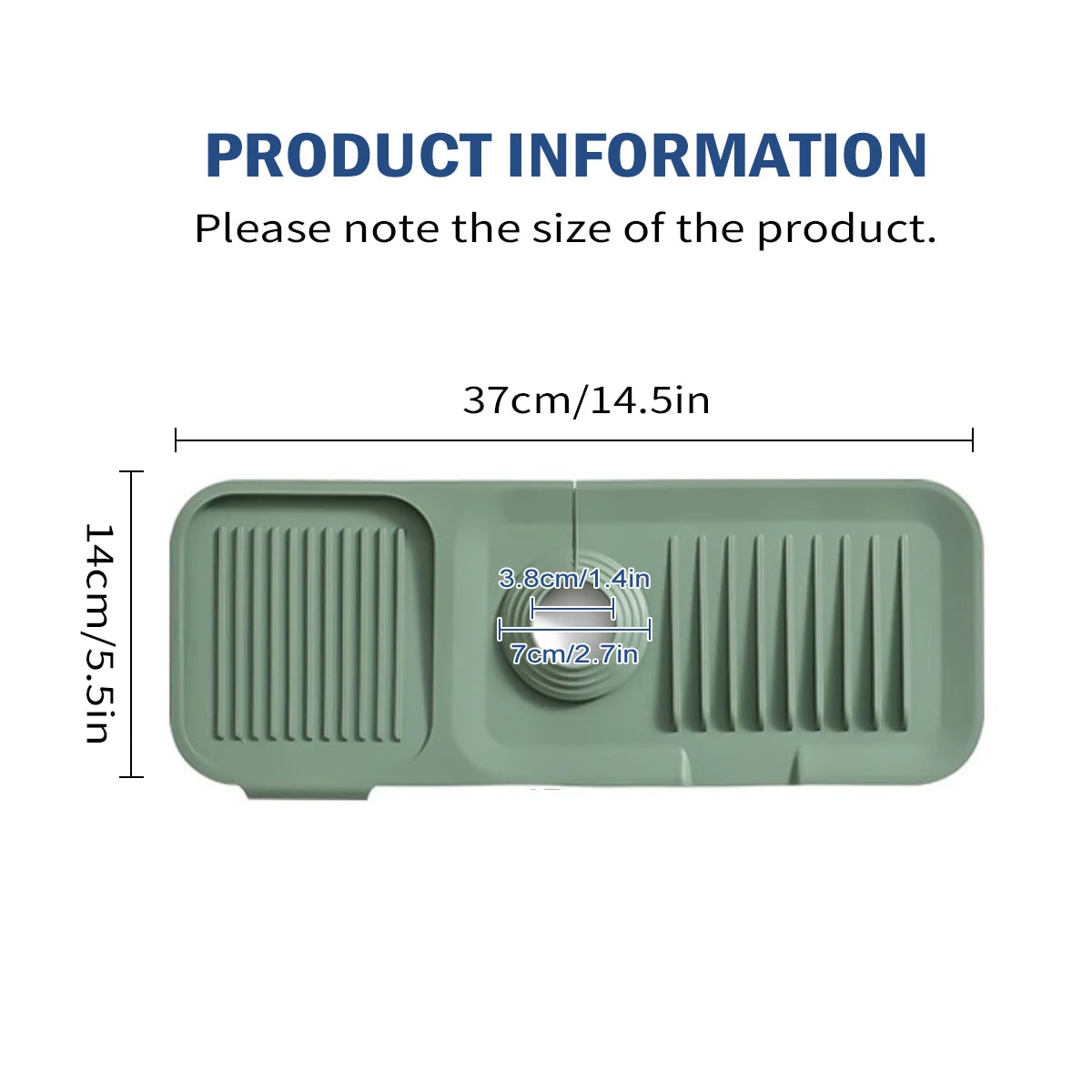 14.5/18x5.5 Inch Sink Splash Guard Faucet Handle Drip Catcher Tray Longer Silicone Mat Dish Soap Sponge Holder Bathroom Kitchen Peaceful Pleasures Health and Wellness 2311031046I