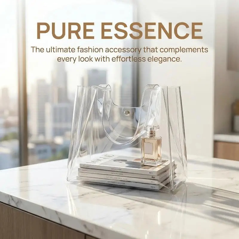 Women's Clear PVC Transparent Shoulder Tote Bag | Daily Commute