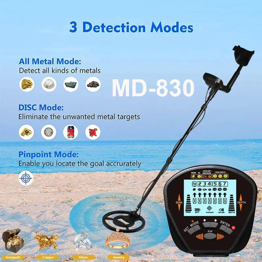 MD830 Metal Detector Underground Depth 2m Scanner Search High Precision Gold Detector Treasure Hunter Detecting Pinpointer Peaceful Pleasures Health and Wellness