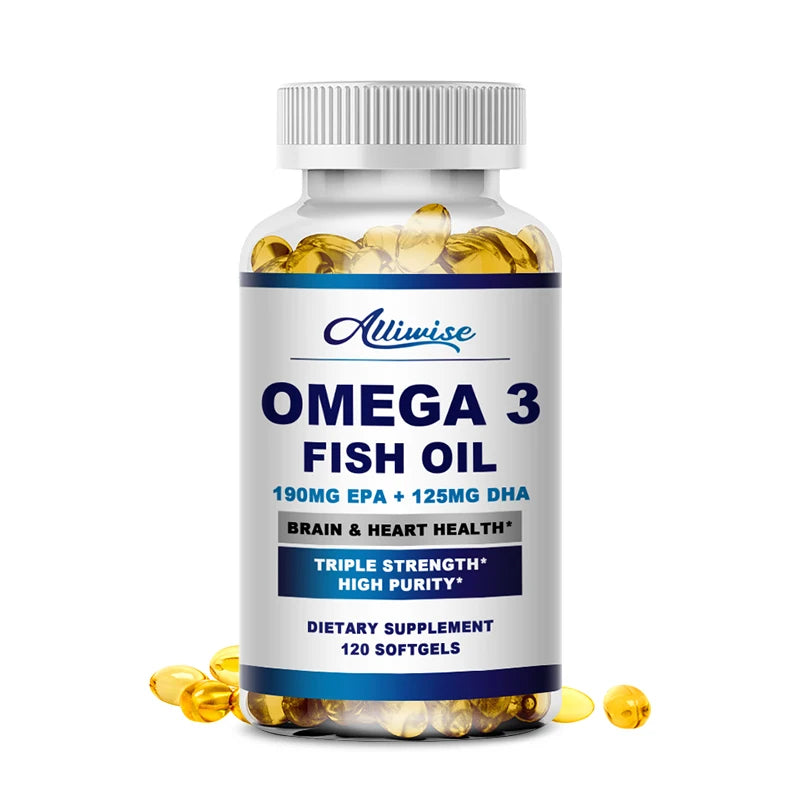 Omega 3 Fish Oil Capsules – Heart, Brain & Immune Support Dietary Supplement Peaceful Pleasures Health and Wellness 120pcs 3 bottles United States