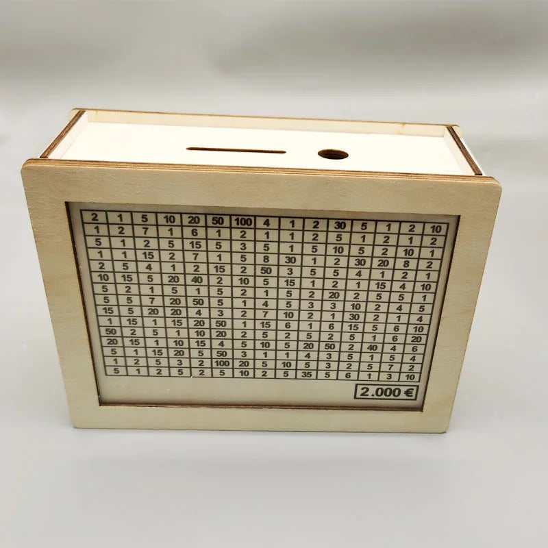 1000/2000/3000/5000/10000 Euro Money Box Piggy Bank Wood Money Bank Reusable Money Box with Saving Goal and Numbers Boxes Peaceful Pleasures Health and Wellness 2000 white