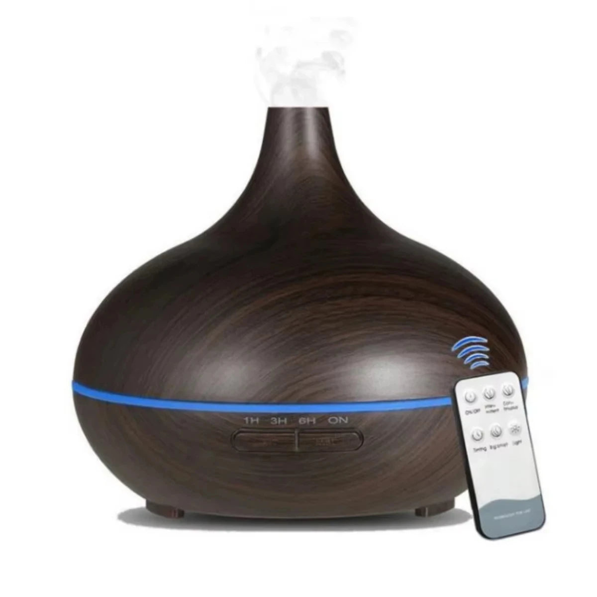 HOMEFISH 4 in 1 Air Humidifier with Starry Projector Aromatherapy Diffuser USB Rotate Projection Light Mist Maker Fogger Peaceful Pleasures Health and Wellness Dark wood color EU