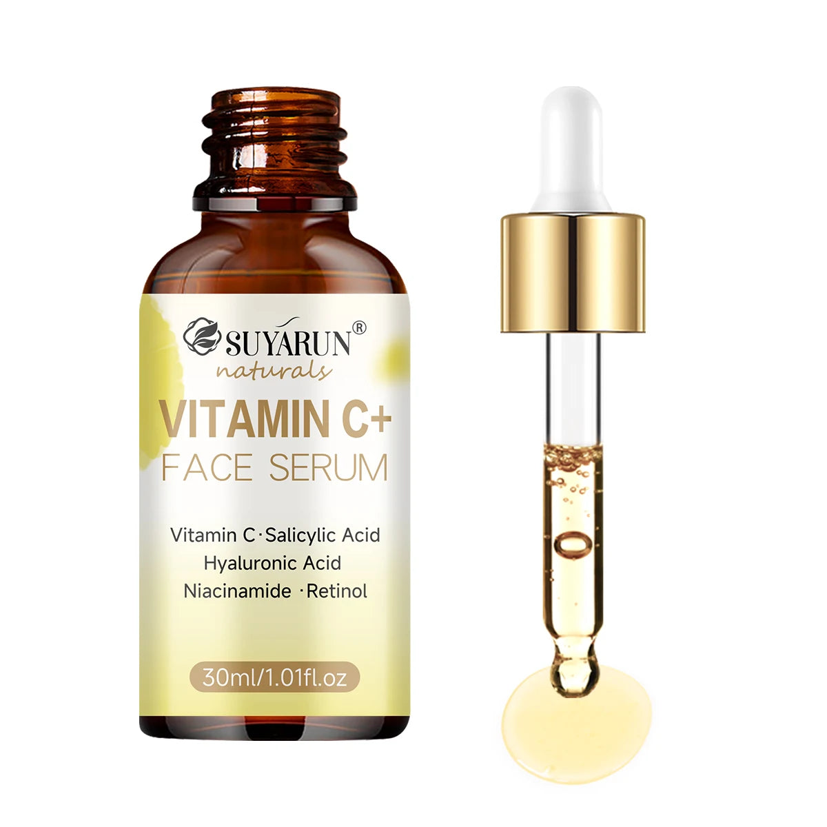 SUYARUN Vitamin C Facial Serum - Brightening, Antioxidant, Fade Dark Spots & Hydrating Treatment for Glowing Skin. Peaceful Pleasures Health and Wellness 30ml