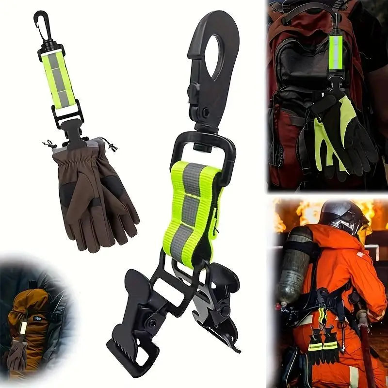 Firefighter Glove Clip Hook with Reflective Strip Portable Hanging Nylon Strap for Outdoor Camping Hiking Rescue Peaceful Pleasures Health and Wellness