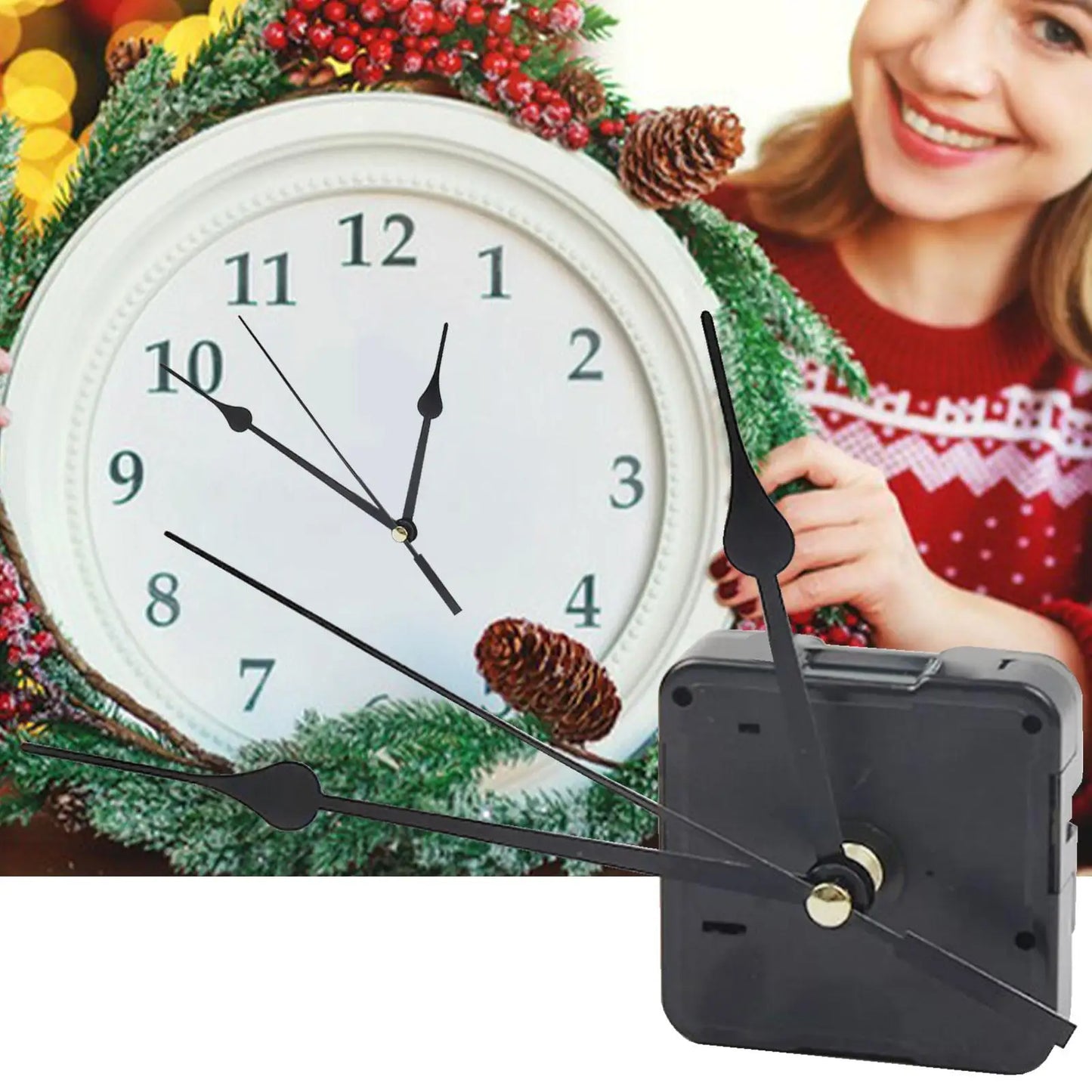 Silent Sweep Quartz Clock Movement Replacement Kit with Hands