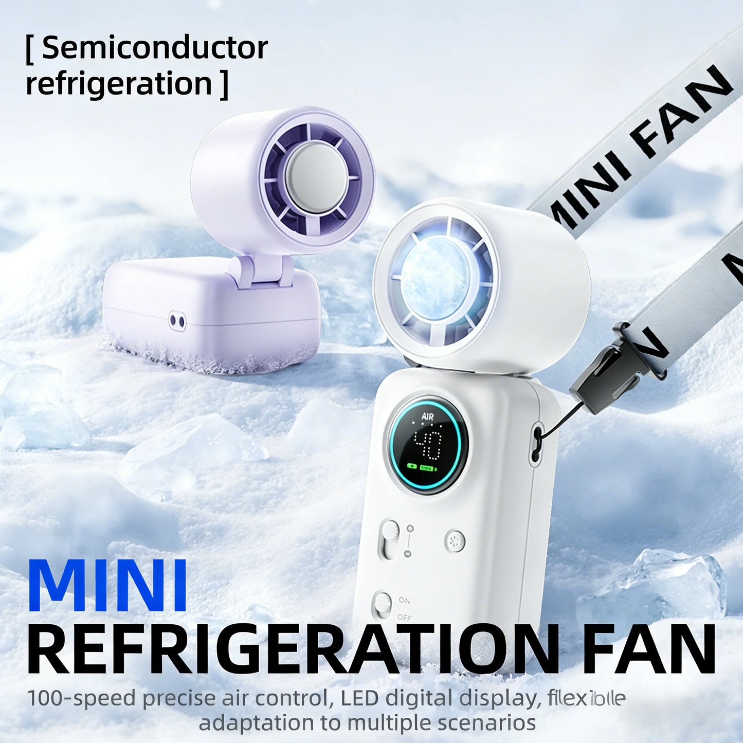 Portable Mini Handheld Fan 4000mAh High Speed Cooling LED Display 100 Adjustable Settings USB Rechargeable Desk Fan Travel Peaceful Pleasures Health and Wellness