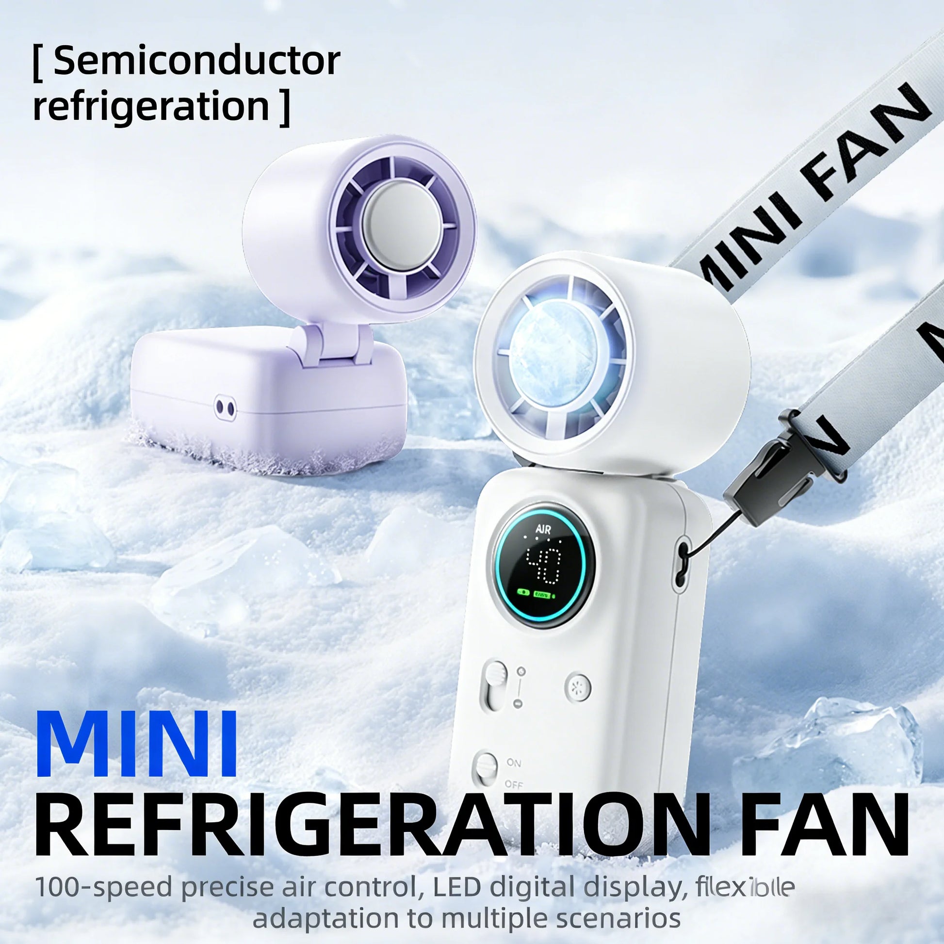 Portable Mini Handheld Fan 4000mAh High Speed Cooling LED Display 100 Adjustable Settings USB Rechargeable Desk Fan Travel Peaceful Pleasures Health and Wellness