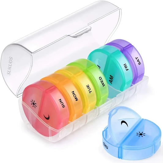 Weekly Medicine Storage Organizer Pill Box Holder Container Pill Case Medicine Tablet Portable Dispenser Organizer Peaceful Pleasures Health and Wellness