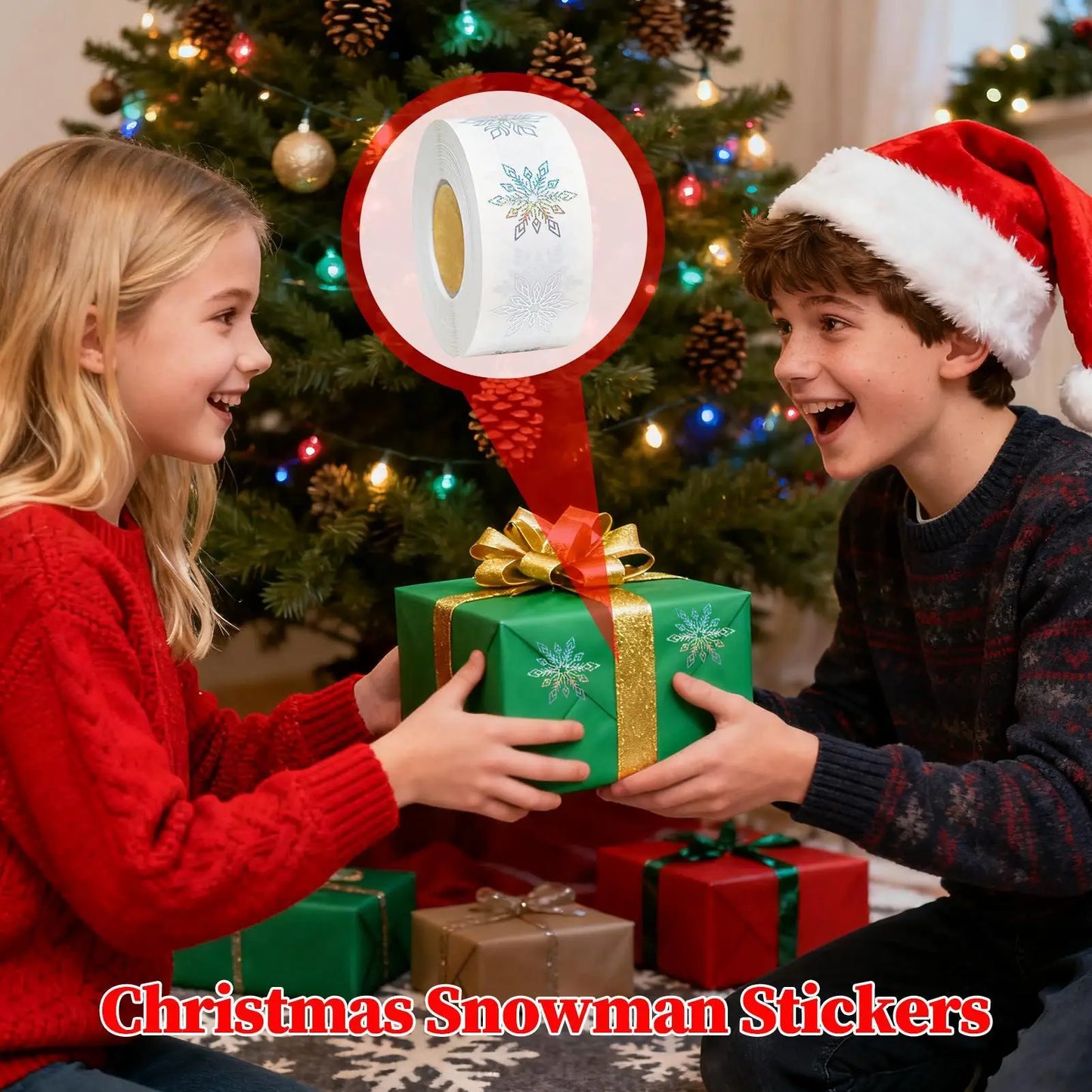 Snowflake Stickers Roll 500 Pieces Round Self-Adhesive Transparent Christmas Labels Scrapbook Decal Roll Party Favor Decor For Peaceful Pleasures Health and Wellness