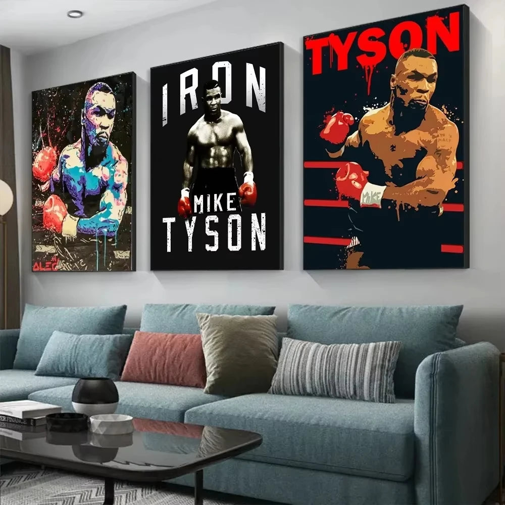 Boxer Wall Poster, Mike Tyson Muhammad Ali Motivational Quote Canvas Painting Prints, Home Decor Pictures for Living Room Peaceful Pleasures Health and Wellness