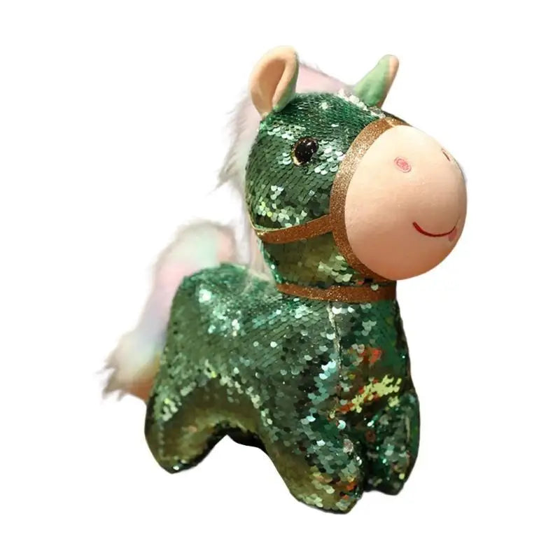 Sequined Plush Bear & Horse Stuffed Animal Desk Toy for Kids