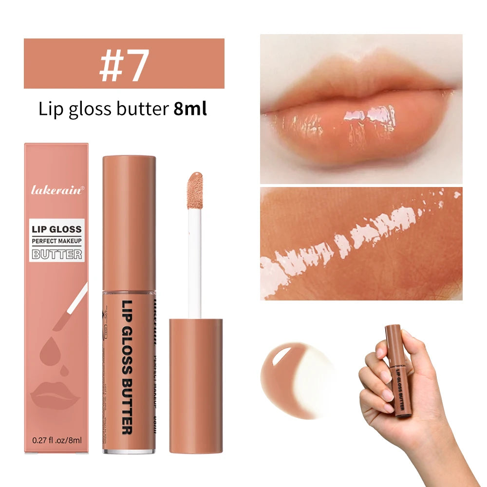 8ml Butter Non-stick Cup Gloss Lip Gloss Moisturizing Mirror Lip Gloss Lasting Color Lip glaze Dye Lip Liquid Makeup For Women Peaceful Pleasures Health and Wellness 7