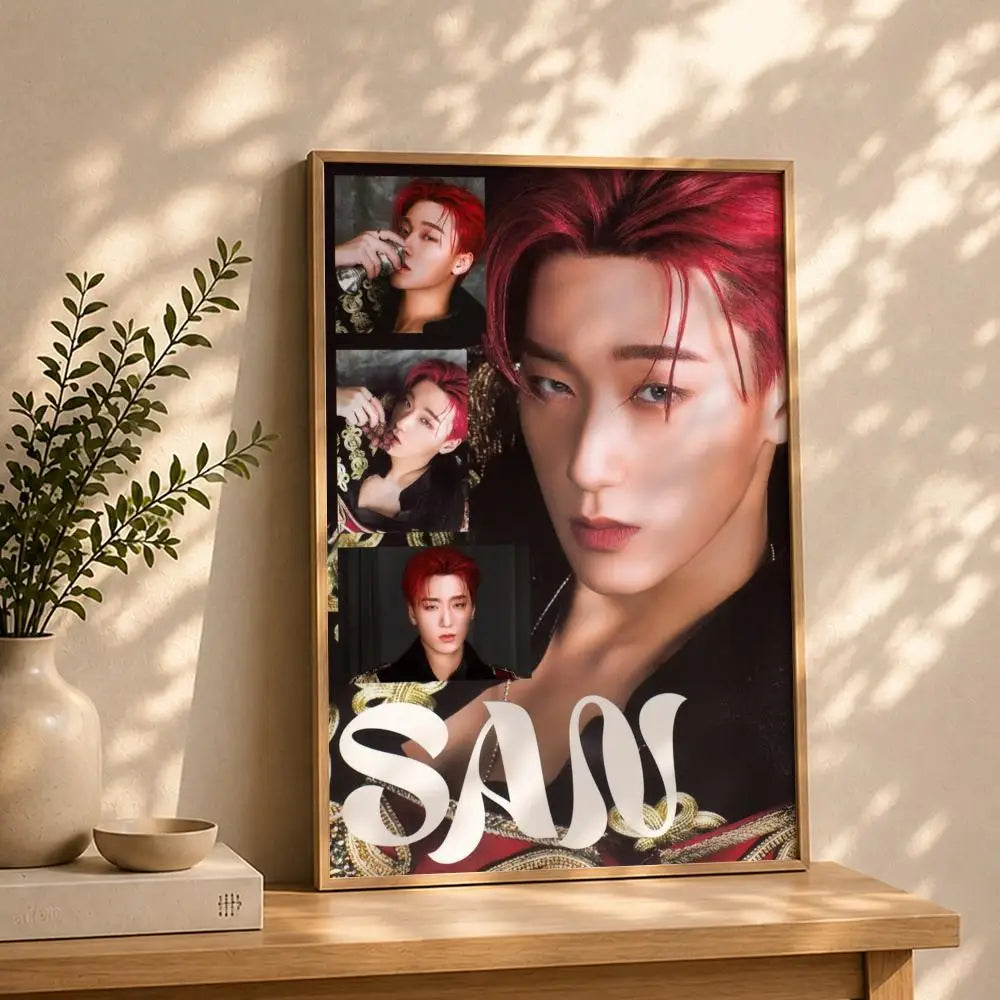 ATEEZ Kpop HD Self-Adhesive Waterproof Wall Art Poster Kpop Wall Poster Peaceful Pleasures Health and Wellness White4 40X50cmNoframe