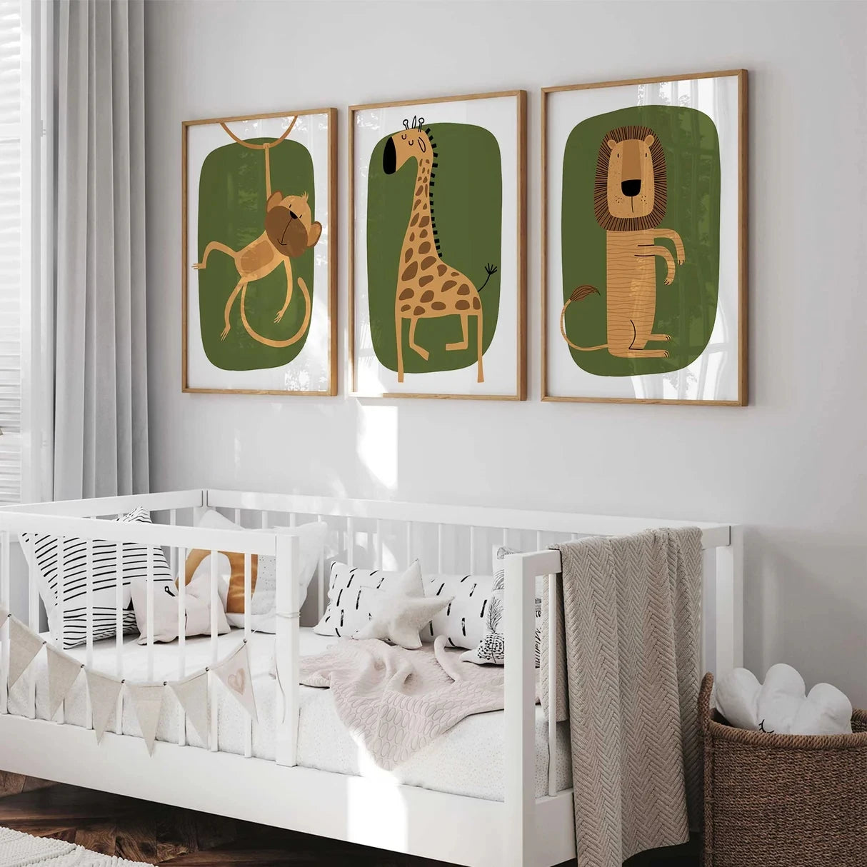 3-Piece Cartoon Animal Canvas Wall Art | Kids Room Decor