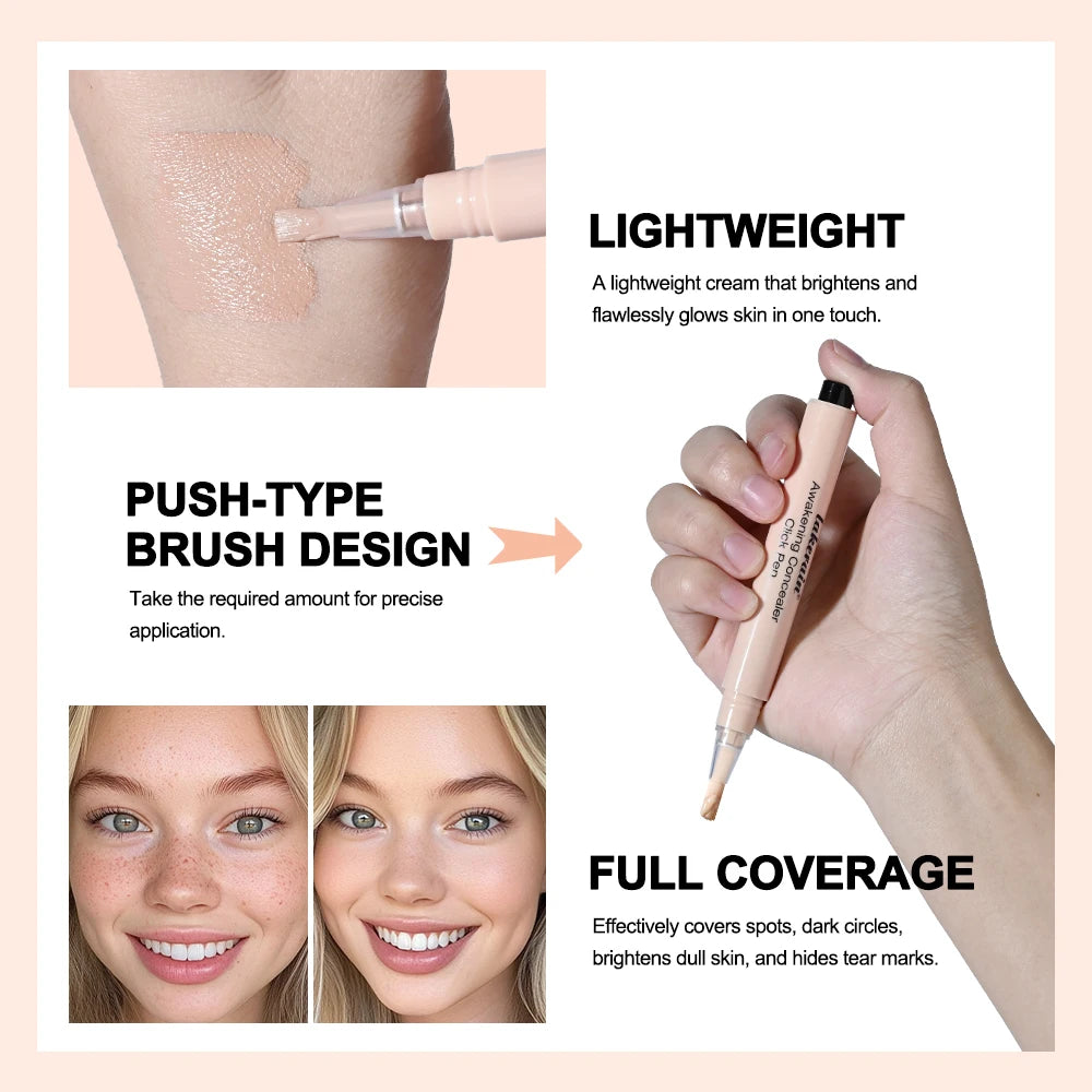 3 Colors Liquid Press Concealer Pen Detail Covering Acne Dark Circles Even Skin Tone Brightening Foundation Face Holding Makeup Peaceful Pleasures Health and Wellness