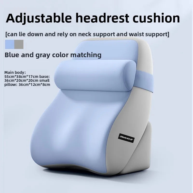 Reading Pillow for Sitting in Bed Ergonomic Wedge Back Pillow XL Side Pockets Removable Cover Working Nursing Lightweight Peaceful Pleasures Health and Wellness Blue