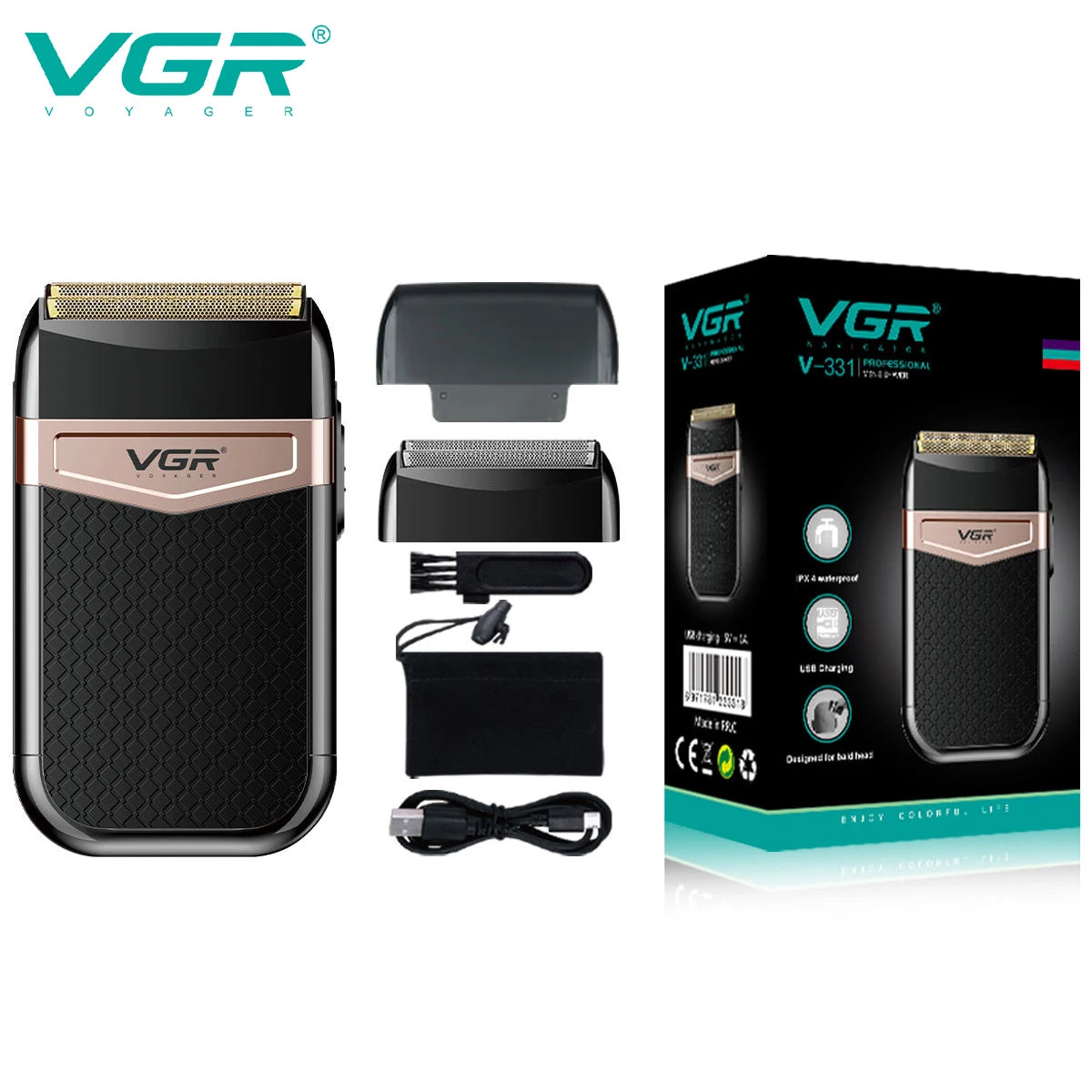 VGR 331 Foil Shaver Professional Electric Shavers Foils Face Razor Shaving Machine Waterproof Beard Trimmer for Men Peaceful Pleasures Health and Wellness