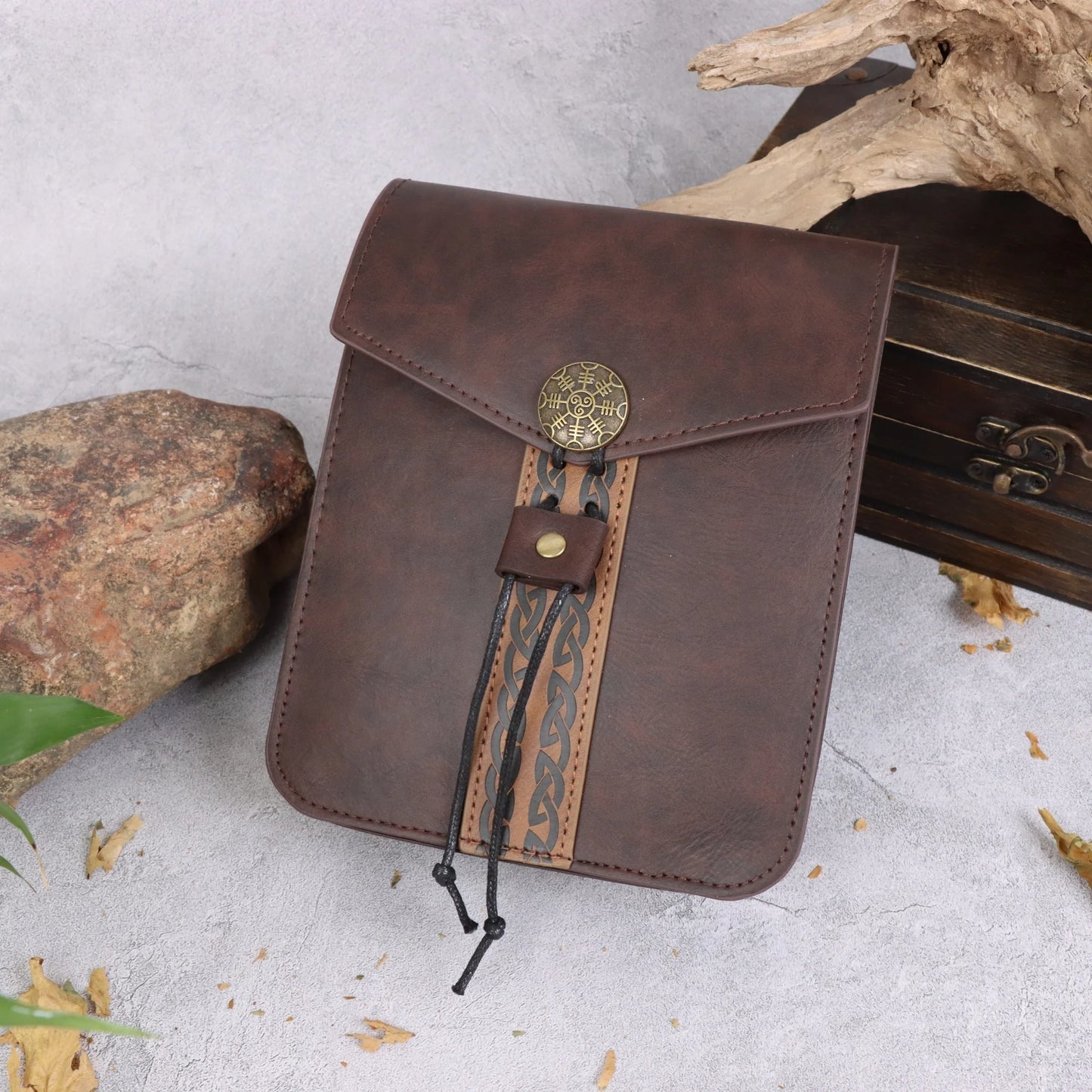 Medieval Faux Leather Viking Knight Belt Copper Coin Waist Bag