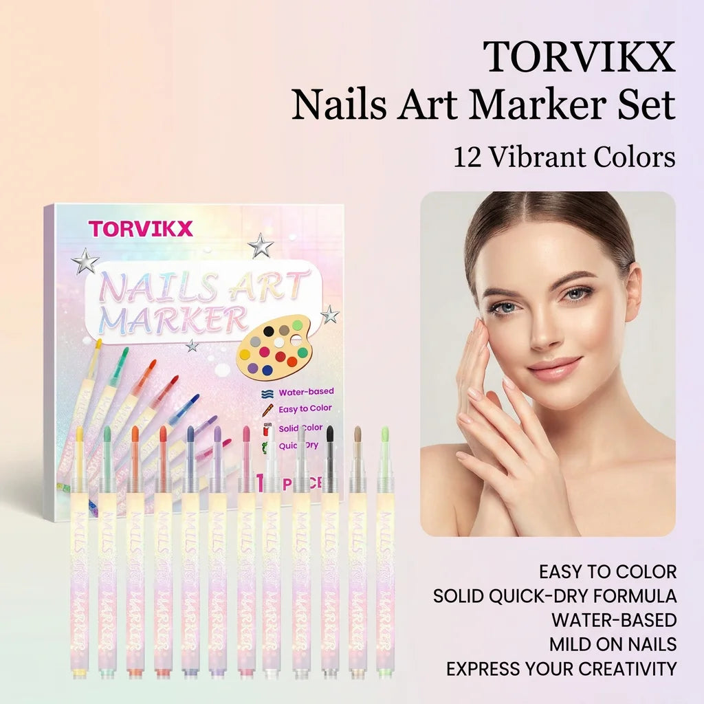 Water‑based Nail Art Markers Set Strengthen Nail Reduce Fading Extend Life Waterproof Nail Drawing Pens Nail Art & Decorations Peaceful Pleasures Health and Wellness