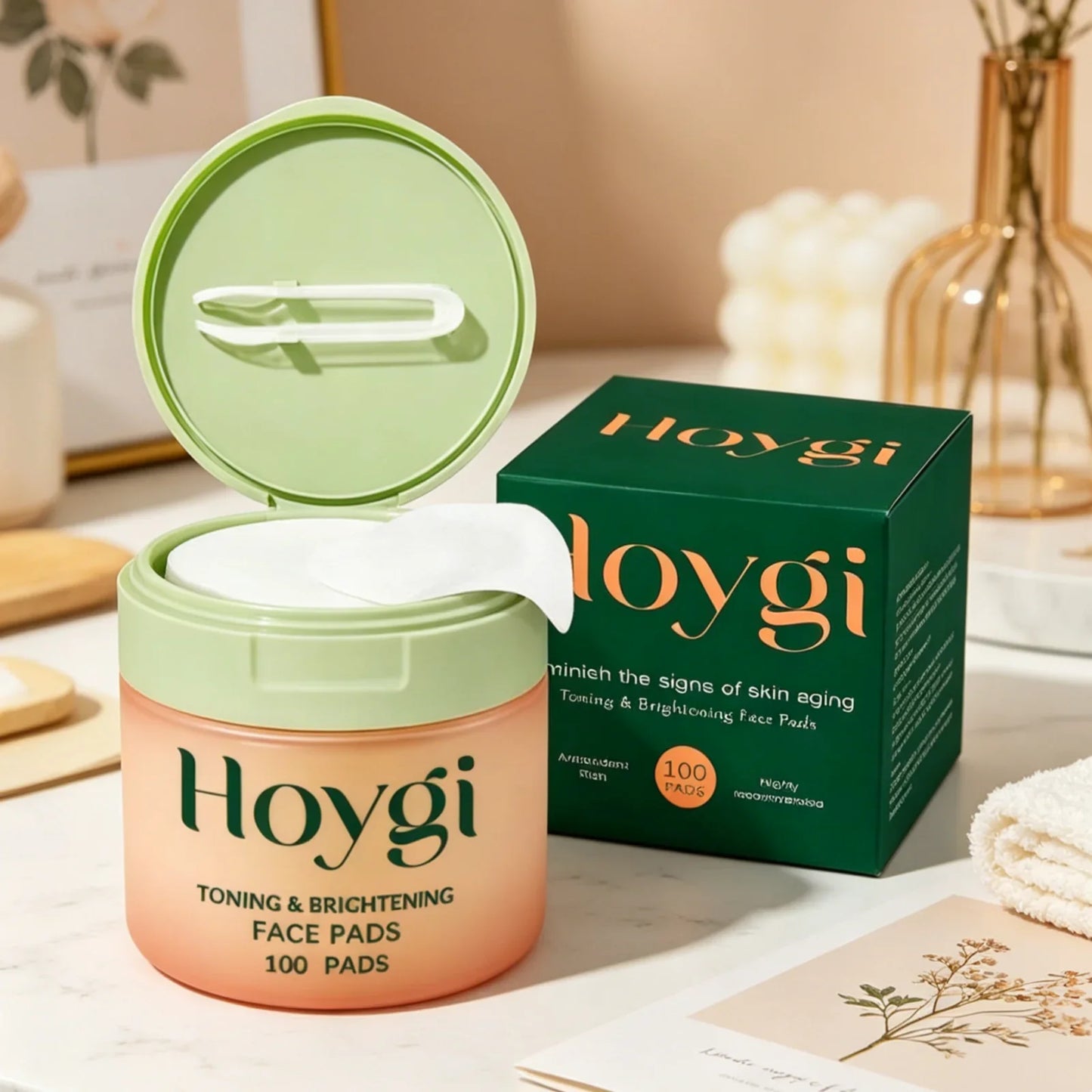 Hoygi Brightening Face Toner Pads 100ct – Hydrate & Even Skin