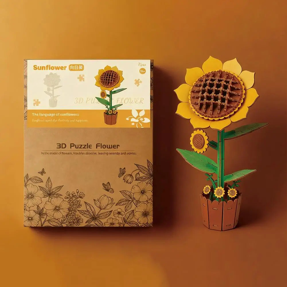 3D Wooden Flower Puzzle Kit for DIY Home Decoration Peaceful Pleasures Health and Wellness