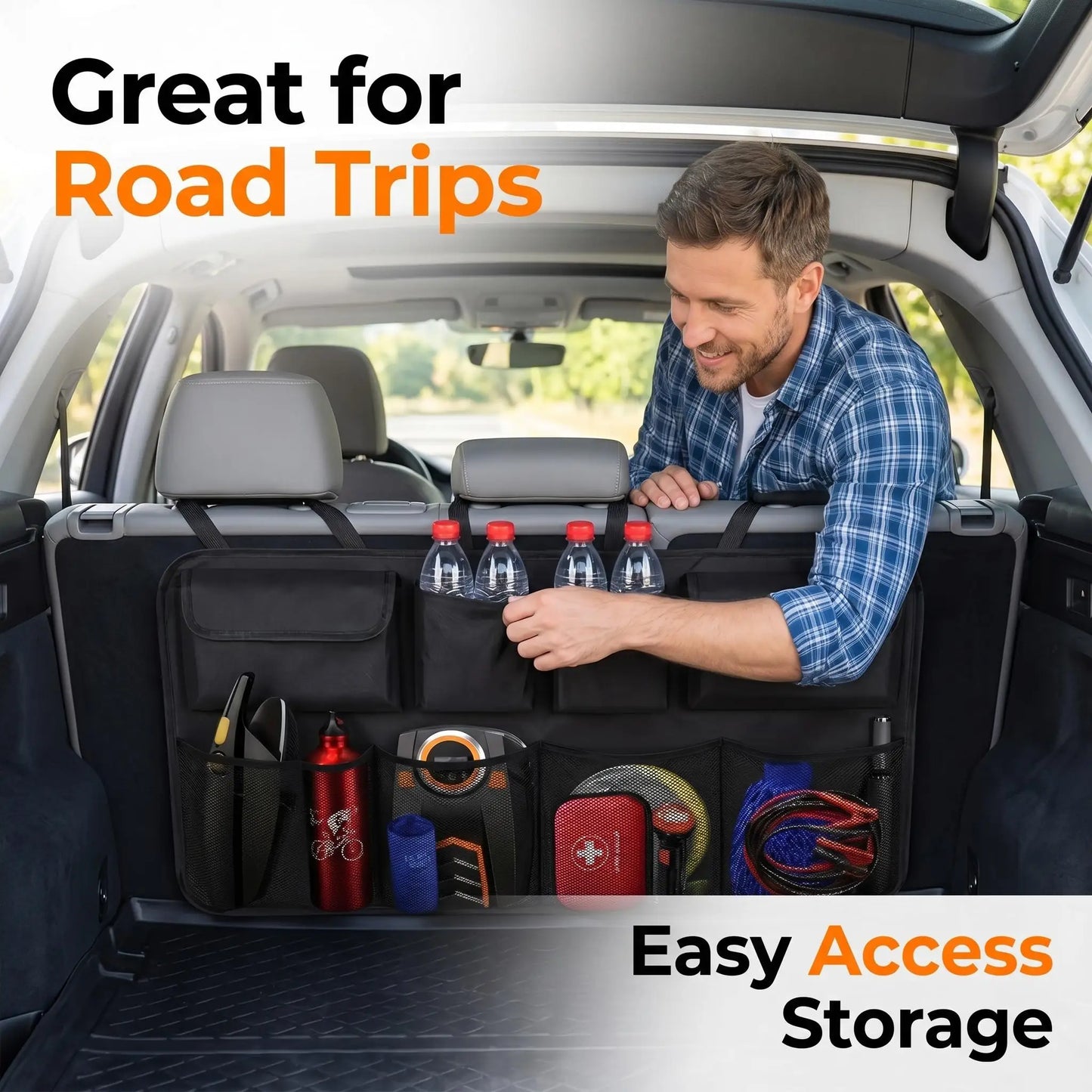 Car Trunk & Backseat Hanging Organizer – SUV Truck Van Storage