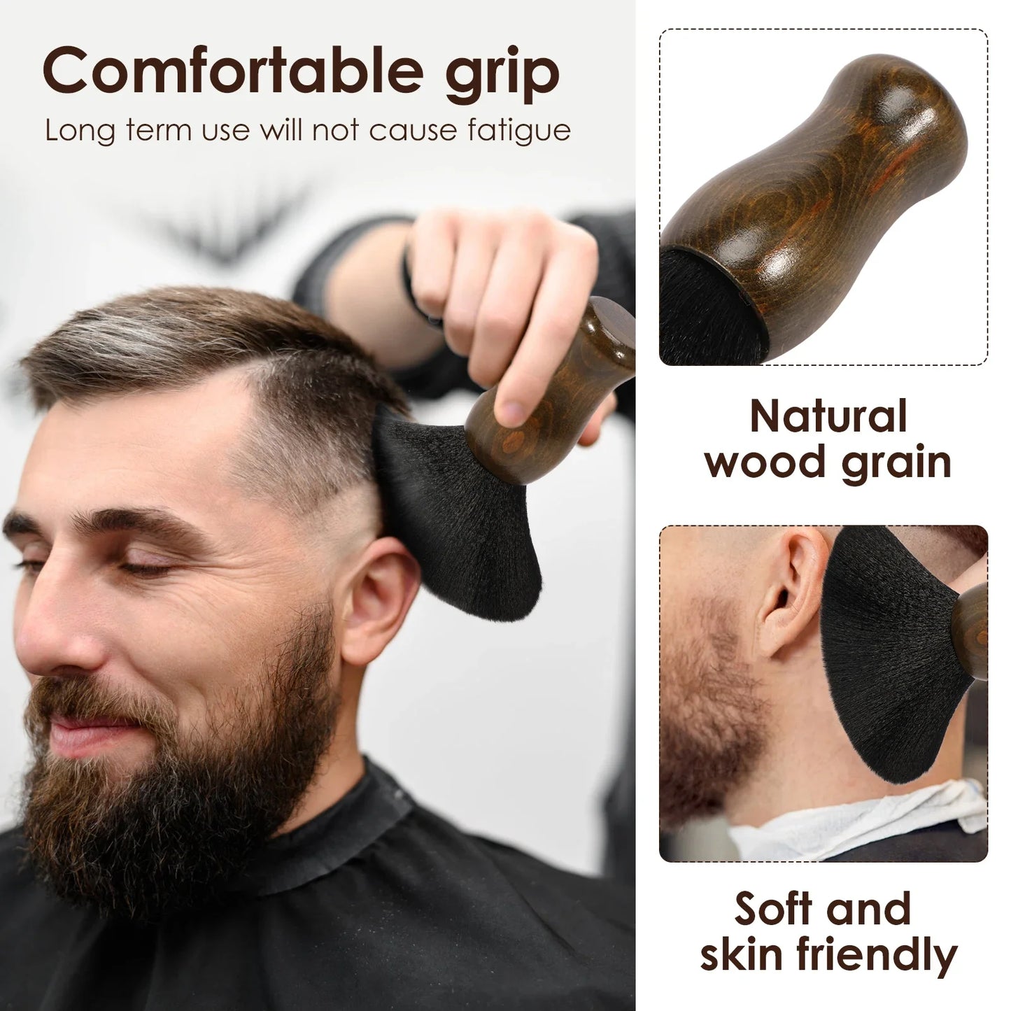 Professional Barber Neck Duster Brush | Wooden Handle Soft Bristles Barber Neck Brush Peaceful Pleasures Health and Wellness