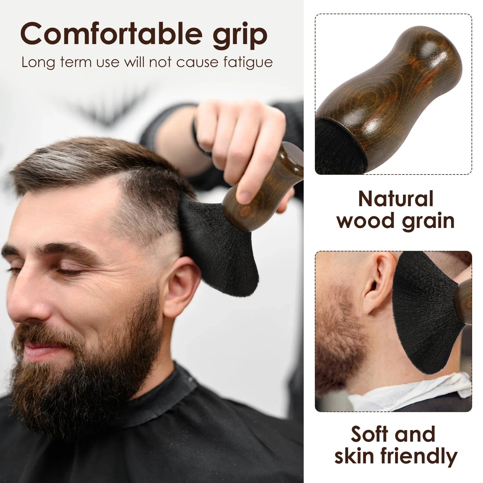 Professional Barber Neck Duster Brush | Wooden Handle Soft Bristles Barber Neck Brush Peaceful Pleasures Health and Wellness