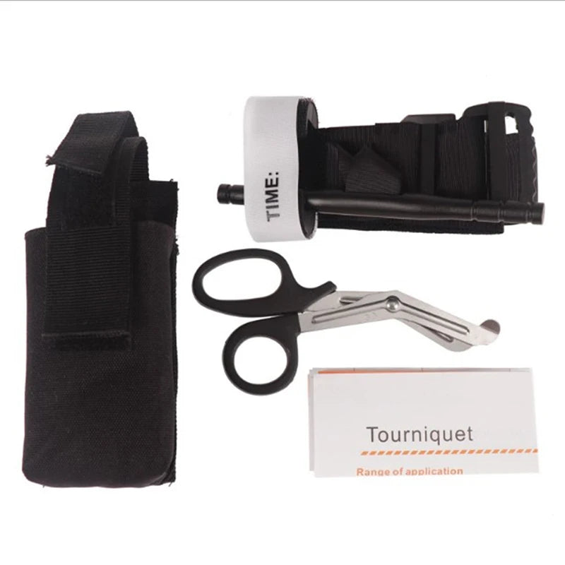 CAT Tactical Battle Tourniquet +MOLLE System Medical Kit + Small Tactical EMT Medical Scissors Set Combination Peaceful Pleasures Health and Wellness