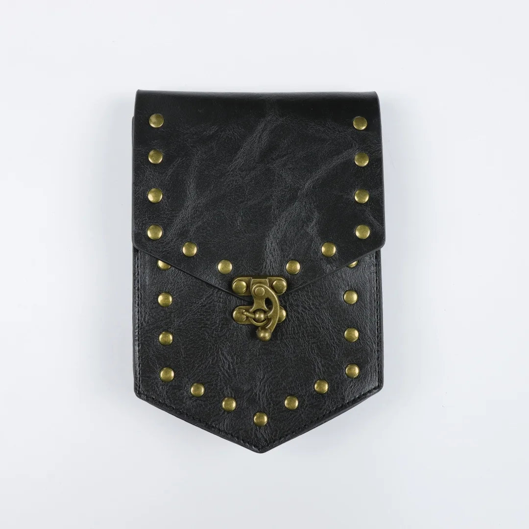 Viking Rivet Leather Waist Pouch Medieval Retro Belt Bag LARP