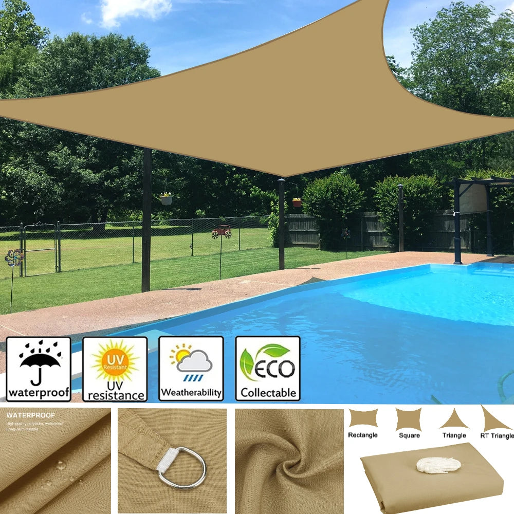 Sun Shade Sail Triangle Rectangle Waterproof Canopy 95% UV Block Awning Sunscreen with Ropes for Outdoor Patio Garden Pool Cover Peaceful Pleasures Health and Wellness
