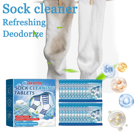 JAKEHOE 20-Pack Sock Cleaning Tablets – Stain & Odor Remover Laundry Cleaning Tablets Peaceful Pleasures Health and Wellness