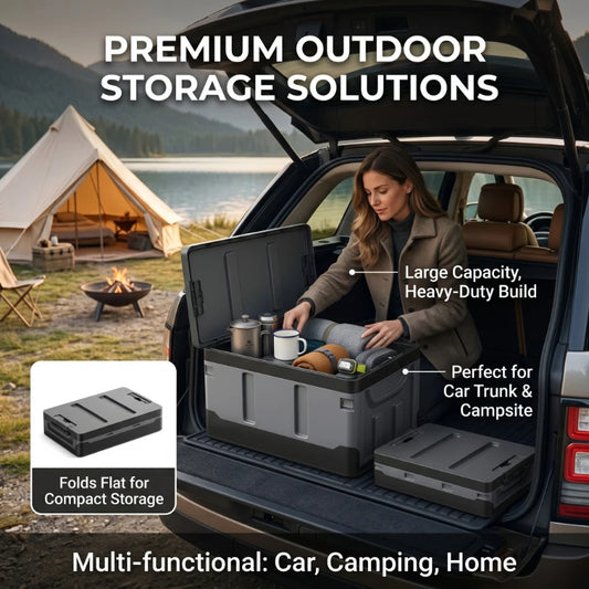 Large Camping Storage Box Portable Waterproof Container Outdoor Storage Case Durable Multi Purpose Foldable Car Trunk Organizer Peaceful Pleasures Health and Wellness