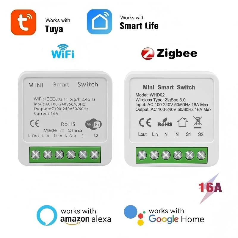 Tuya ZigBee Breaker 433 WiFi Smart Switch 2Way Breaker Relay Module 220V 110V 16A Smart Life Voice Control For Alexa Google Home Peaceful Pleasures Health and Wellness