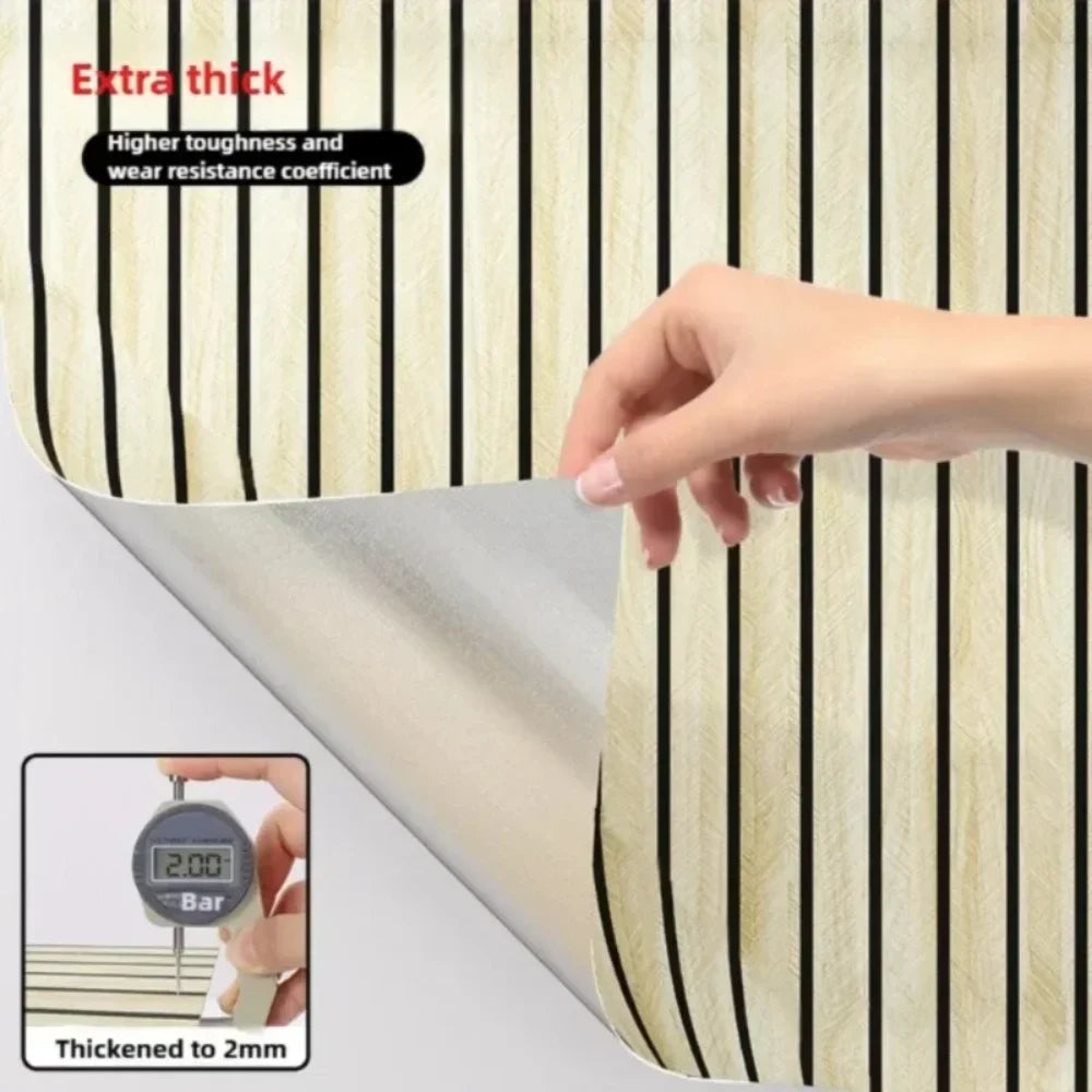 Peel & Stick Wallpaper Brown Grid Faux Plaid Waterproof PVC