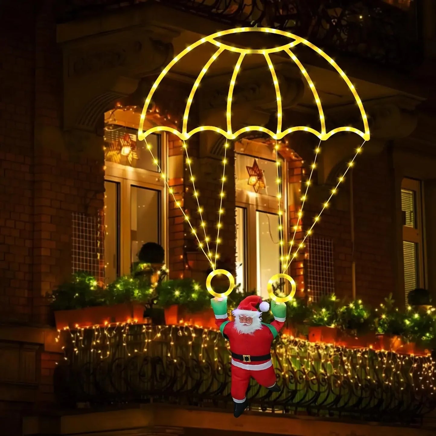 Santa Claus Parachute Christmas Lights | Multicolor Xmas Decor