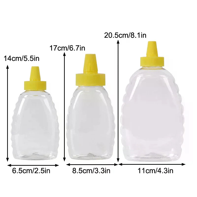 Reusable Clear Squeeze Honey Bottle with Lid | Plastic Dispenser