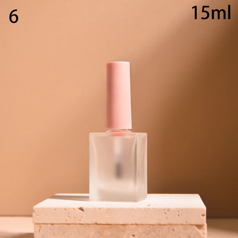 15ml Frosted Glass Nail Polish Bottle with Brush – DIY Nail Art