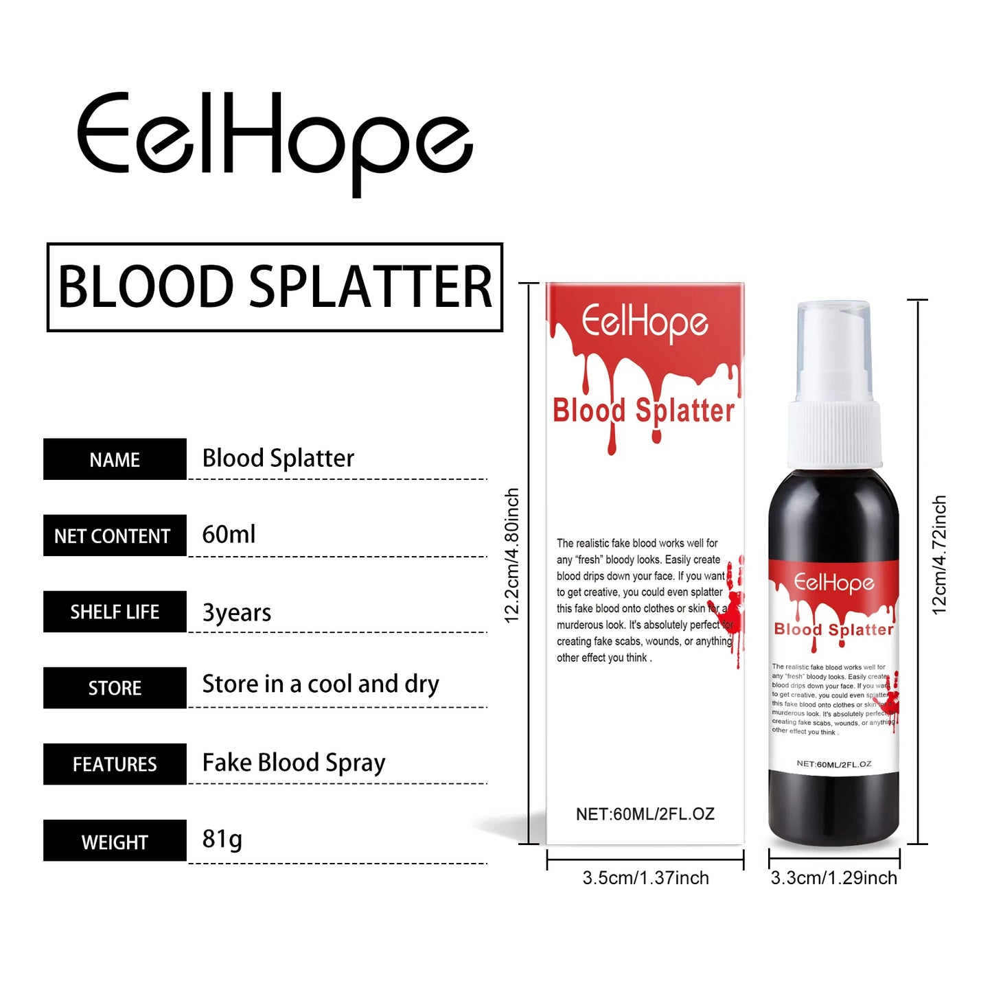 Fake Blood Spray 60ml – Halloween SFX Makeup & Costume Props