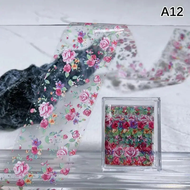 1Pcs Flower Nail Transfer Foils Stickers for Nail Art Peaceful Pleasures Health and Wellness A12