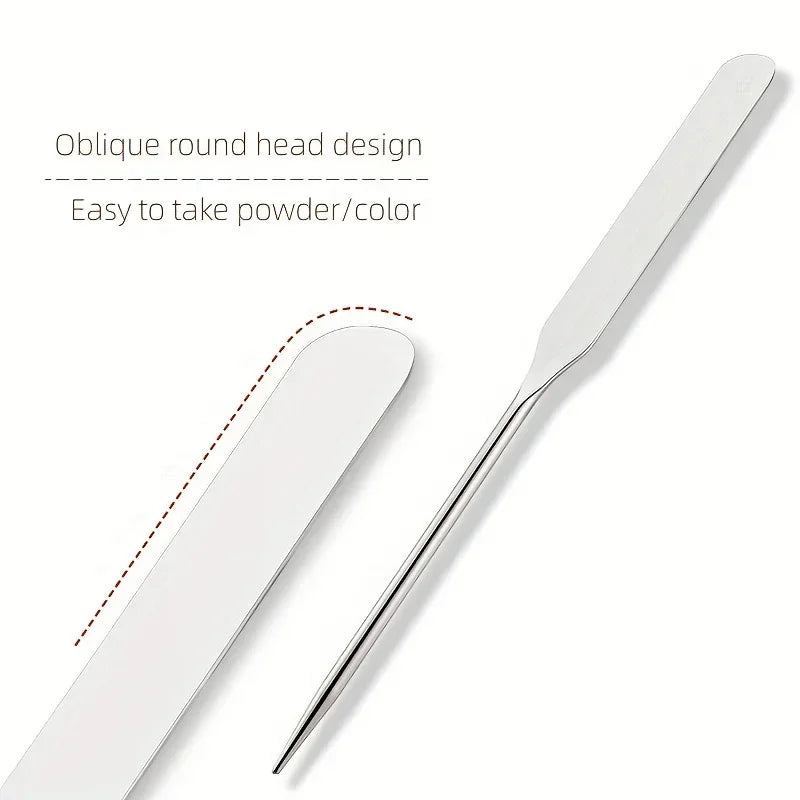 2pcs Professional Makeup Foundation Spatula Set - Includes Stainless Steel Palette Stick and Palette with Ring - Perfect Peaceful Pleasures Health and Wellness