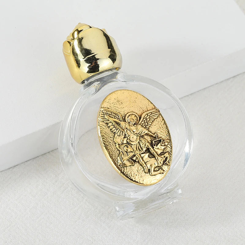 Beautiful Gold Rose Crystal Glass Empty Holy Water Jesus Bottle Religious Bottle Christian Baptism Supplies Gift Peaceful Pleasures Health and Wellness A3