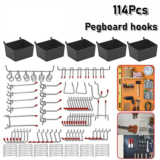 114-Pc Pegboard Hooks Set – Metal Hooks, Bins & Peg Locks Pegboard Hook Set Peaceful Pleasures Health and Wellness